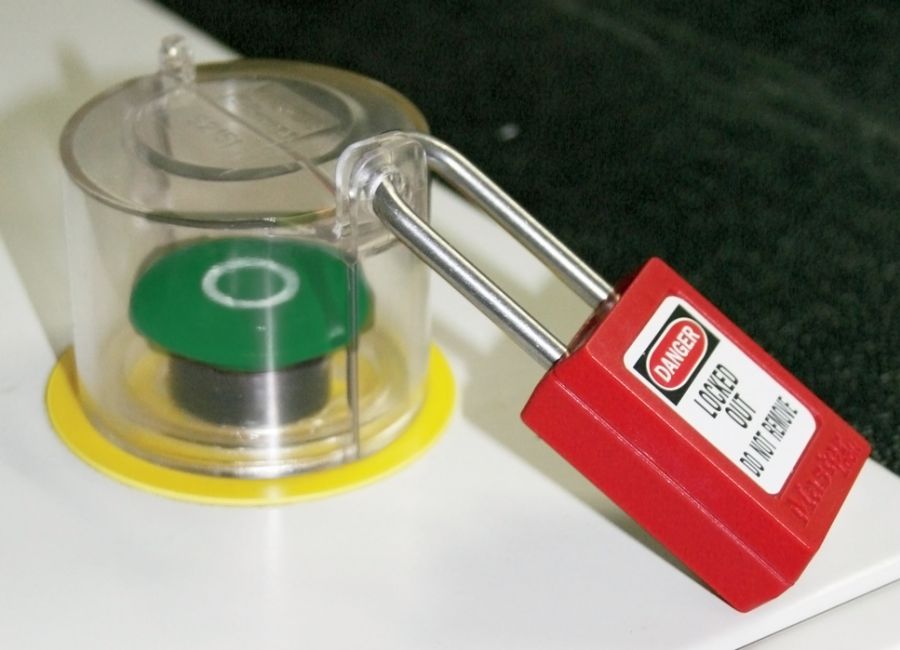 Bloqueo para setas de emergéncia y botones giratorios autoadhesivo