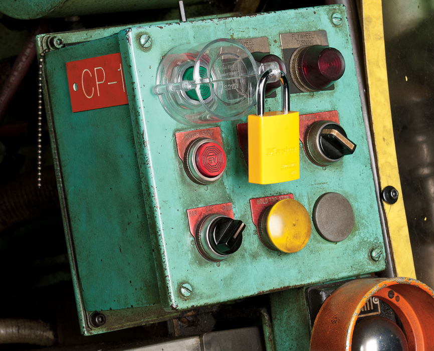 Bloqueo para setas de emergéncia y botones giratorios autoadhesivo