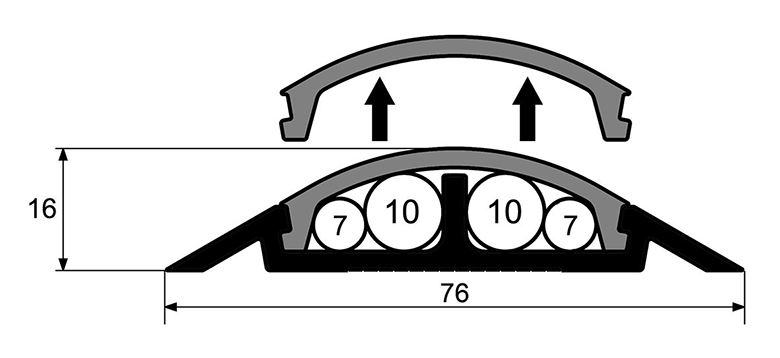 Esquema del modelo Top 10-2 - Pasacables peatonal flexible y de gran capacidad