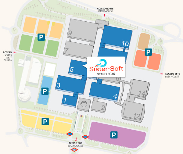 Ubicación del pabellón 5 donde se encuentra el estand de Sister-Soft