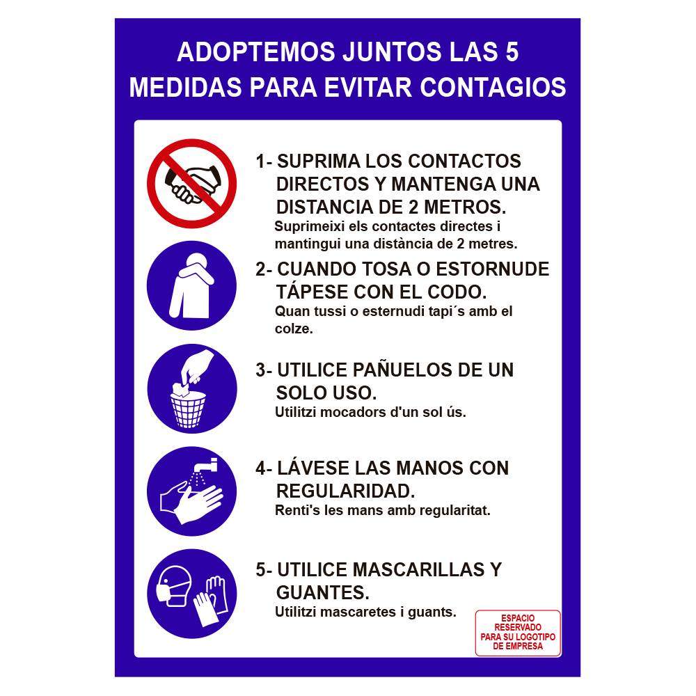 Cartel 5 medidas de de seguridad para evitar contagios