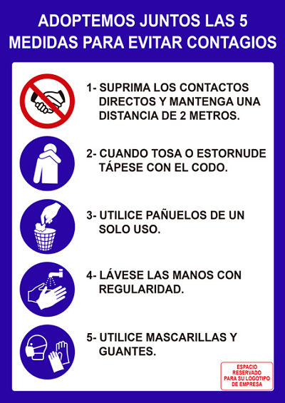 Cartel con las medidas para evitar contagios de Coronavirus (COVID-19) en el entorno laboral