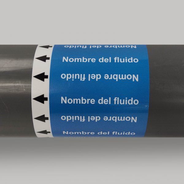 Muestra de marcador de tuberías sin pictogramas de peligro con la ISO 20560